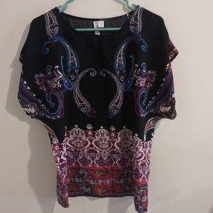 Francesca's Black Boho Print Top